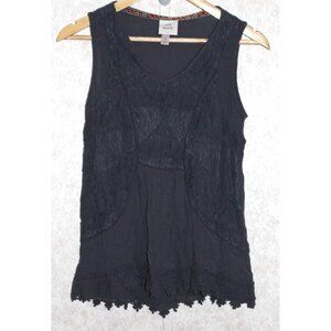 Knox‎ Rose Lace Crochet Dark Gray Tank Size Small Whimsy Goth